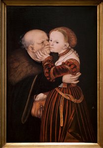 老傻瓜。 卢卡斯·克拉纳赫 (Lucas Cranach) 前者（1472-1553 年）的绘画，大约在 1530 年。16 世纪佛兰芒艺术。 国家美术馆，斯腾堡宫，布拉格（捷克共和国）。