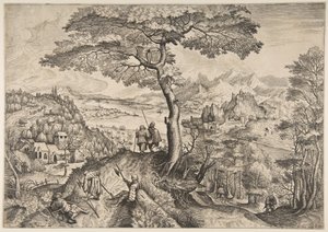 休息中的士兵 Milites Requiescentes 来自《大型景观》，约1555-56年 作者 卢卡斯·范·杜埃特库姆