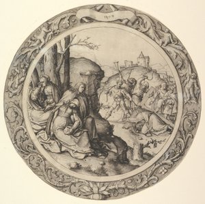 基督背着十字架，摘自圆形的激情，1509年。 作者 卢卡斯·范·莱登