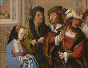 Potiphars妻子展示约瑟夫斯服装，c。 1512