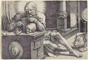 圣杰罗姆在他的研究中，1521年 作者 卢卡斯·范·莱登