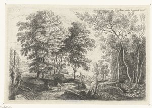 溪流穿过森林的风景
六幅风景画（系列名称） 作者 弗兰斯·范登·维恩加德