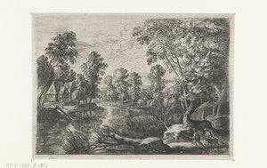 有溪流和猎人的风景
六幅风景画（系列名称） 作者 弗兰斯·范登·维恩加德