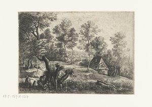 有房屋和水井的风景
五幅风景画（系列名称） 作者 弗兰斯·范登·维恩加德