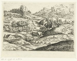 有骑士的风景画
提香（系列名称）后的小幅风景画 作者 弗兰斯·范登·维恩加德