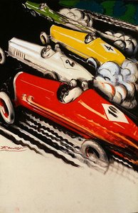 赛车（彩色光刻） 作者 卢西亚诺·阿奇勒·莫赞