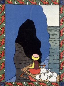 辛巴达 (Sindbad) 的马林在他的木筏上 - 《Les 1001 nights》