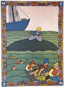 岛屿 - 水手辛巴达 (Sindbad) 的鲸鱼 - 吕西安·拉福格 (Lucien Laforge)（1889-1952）的《一千零一夜》