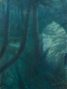 月光下的马拉喀什帕尔梅拉伊（粉彩纸板裱画）