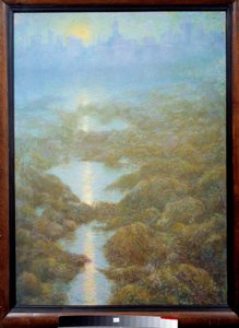 "我的母亲，在一个傍晚，看到了伊斯（Ys）城"雾与河的景观