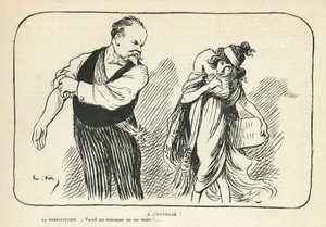 Le Rire 插图，01/02/13 - 在工作 - 医疗，共和国总统，宪法，强奸 - Poincare Raymond - 身体变形（雕刻） 作者 露西安·梅蒂（Lucien Metivet）