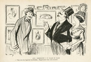 在Le Rire, no 481, 27/04/12中的插图 - 在Palais des glaces的 "Humorists" - Salon des independants Humoristes（雕刻）。 作者 露西安·梅蒂（Lucien Metivet）