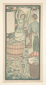 晾衣服 作者 卢西安·皮萨罗（Lucien Pissarro）