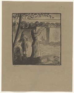 晾晒衣物 作者 Lucien Pissarro