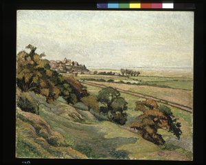 卡德伯勒的黑麦，日落（布面油画） 作者 卢西安·皮萨罗（Lucien Pissarro）