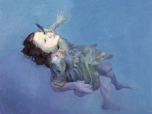 漂浮的女孩，2004 年（布面油画） 作者 露辛达·阿伦德尔