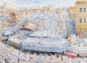 阳台上的风景，耶路撒冷Mahah Yehuda，2019年（含纸上水） 作者 露西·威利斯