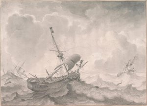 L.Backhuysen，在波涛汹涌的海上航行 作者 鲁道夫·贝克森