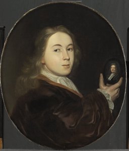 约翰内斯-巴赫维森（Johannes Bakhuysen，1683-1731 年）。附其父亲鲁道夫的微型肖像 作者 鲁道夫·巴库伊森
