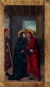 Life of the Virgin: “” Visitation”” Series “” Mysteres of the Rosary”” Painting on wood by Ludovico Brea (Louis Brea) (1450-1523) 1512-1513 Taggia, Museo del Convento di San Domenico Italy 作者 卢多维科·布雷亚（Ludovico Brea）