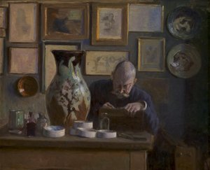 建筑师 Thorvald Bindesbøll 在他的书房里