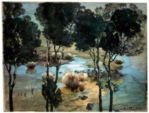 风景，1900年代。 作者 路德维希·迪尔（Ludwig Dill）