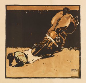 来自《赛马》作品集。12张赛马图片，1909年。 作者 路德维希·霍尔文