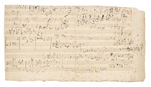 亲笔签名的音乐手稿，是弦乐四重奏在C，Op.59，No.3，第三支“ Razumovsky”四重奏中缓慢移动的小叶，约1806年，维也纳 作者 路德维希·范·贝多芬