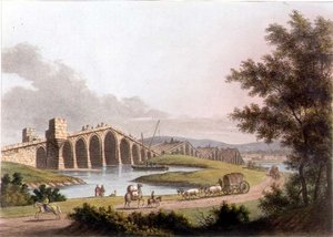 罗马尼亚的Ponte Grande，板块10来自《奥斯曼帝国的风景》，由R. Bowyer出版。 作者 路易吉（继）梅耶尔