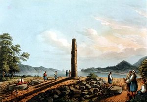萨摩斯的朱诺神庙遗址，图版59来自《奥斯曼帝国的风景》，由R. Bowyer出版。 作者 路易吉（继）梅耶尔