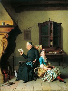 牧师的圣经》，作者路易吉-克罗西奥（1835-1915 年），布面油画，51x69 厘米 作者 路易吉·克罗西奥