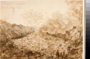 那不勒斯的维苏威火山口（水彩 作者 路易吉·加里波