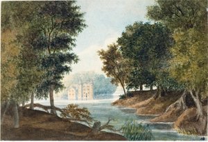 风景与河流和别墅（水彩，c.1825）