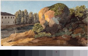 洪流景观（水彩，约 1825 年） 作者 路易吉·加里波