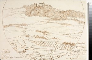 佛罗伦萨附近的 monte Senario 景观（绘图，约 1833 年） 作者 路易吉·加里波