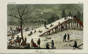 过山车。朱利奥·费拉里奥（Giulio Ferrario）的古代和现代风俗或政府史插图，1831年