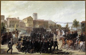 The capture of the city of Peschiera del Garda by the piedmontese, 30th may 1848 (oil on canvas