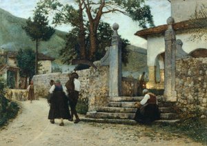 《科尔图拉的黄昏》，路易吉·诺诺（Luigi Nono，1850-1918 年）创作，布面油画，47.5 厘米 x 67。