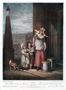 1793年《女仆下方的牛奶》。 作者 路易吉·夏瓦尼蒂（Luigi Schiavonetti）