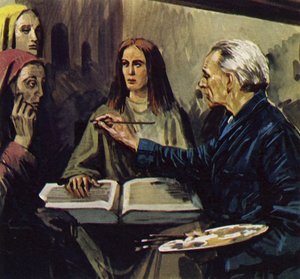 Van Meegeren 能够证明他伪造了这些画作（彩色石版画）