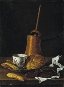 静物与巧克力和糕点，1770年 作者 路易斯·埃吉迪奥·梅伦德斯