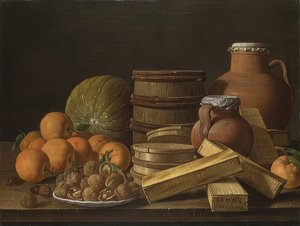静物与橘子和核桃。 1772 作者 路易斯·埃吉迪奥·梅伦德斯