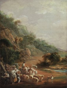 "有村民的场景" 路易斯-帕雷特-阿尔卡萨（1746-1799）的画作 - 1786 - 布面油画 - Dim 48x37.2 cm 毕尔巴鄂美术馆 作者 路易斯·帕雷特·阿尔卡扎