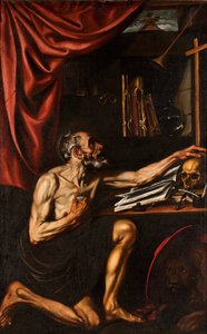 西班牙文：San Jerónimo penitente en su estudio 圣杰罗姆在书房忏悔 作者 路易斯·克里斯蒂安（LuisTristán）