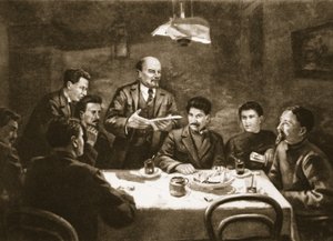 布尔什维克党中央委员会会议，1917 年 10 月 23 日（平版印刷） 作者 卢波夫 (attr. to)