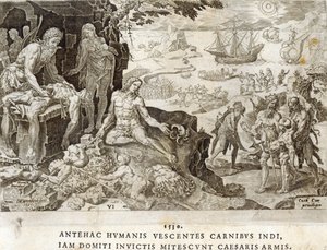1530年新世界的战场，来自“查理五世皇帝军事成就”的第6版，由Dirk Volkertsz Coornhert（1522-90）刻，1555年