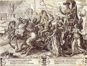 骄傲，来自“人类的变迁”的第3版，1564年 作者 Maarten van Heemskerck