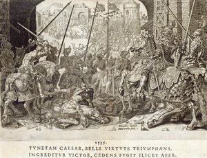 1535年的突尼斯征服，来自“查理五世皇帝的军事成就”的第7版，由Dirk Volkertsz Coornhert（1522-90）雕刻，1555年（雕刻和蚀刻）
