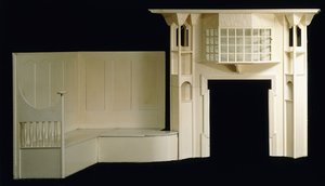 大约1897年，约1897年，为道格拉斯的Glencrutchery House设计的彩绘木壁炉和inglenook（彩绘木）