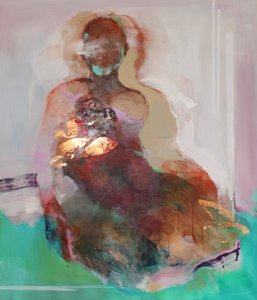 连续性 2》，2022 年（丙烯酸、粉彩和金箔画布）